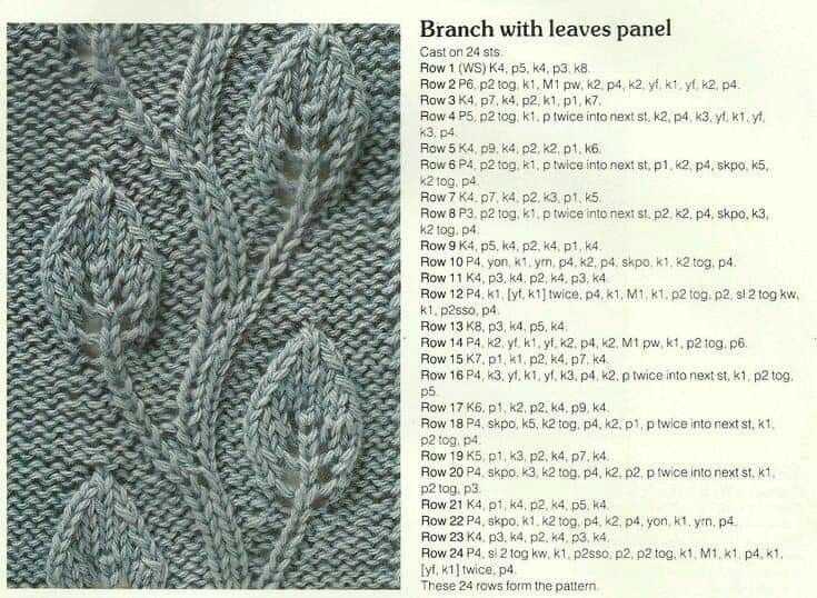 Knitting leaf stitch pattern