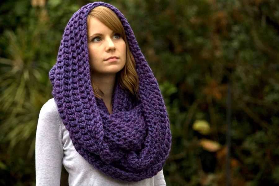 Knitting pattern infinity scarf hood