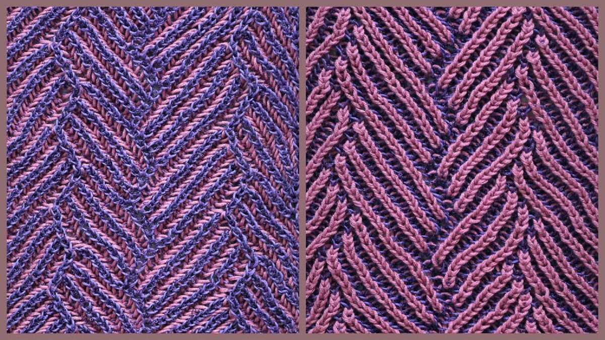 Knitting patterns using two colors