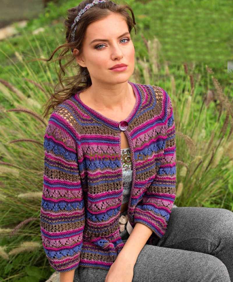 Ladies striped cardigan knitting pattern