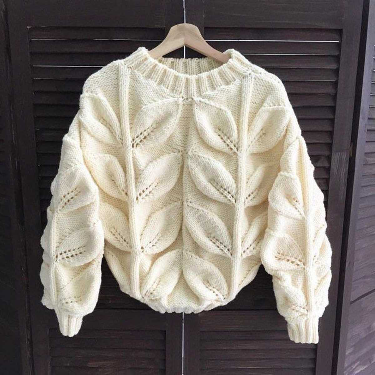 Leaf sweater knitting pattern