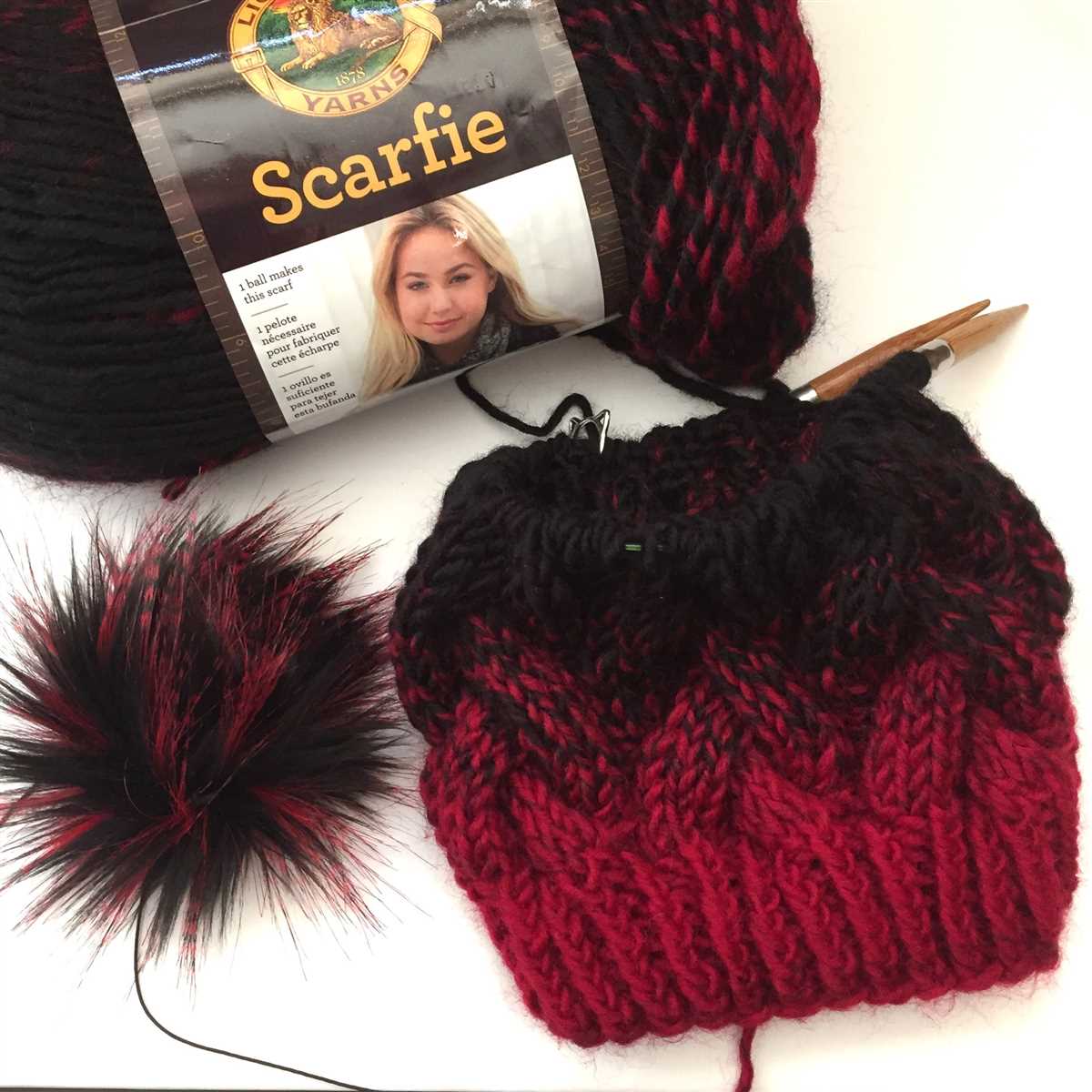 Lion brand scarfie knit hat pattern