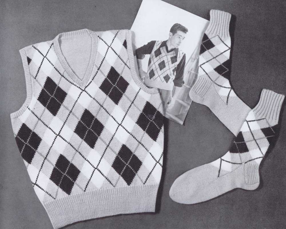 Mens argyle sweater knitting pattern