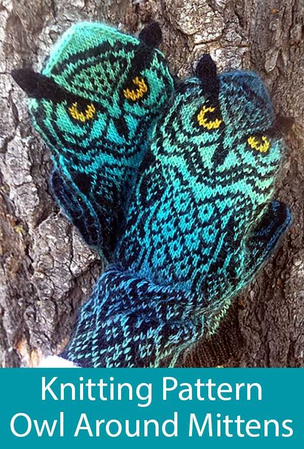 Owl mittens knitting pattern
