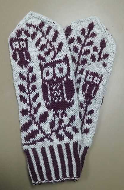 Owl mittens knitting pattern