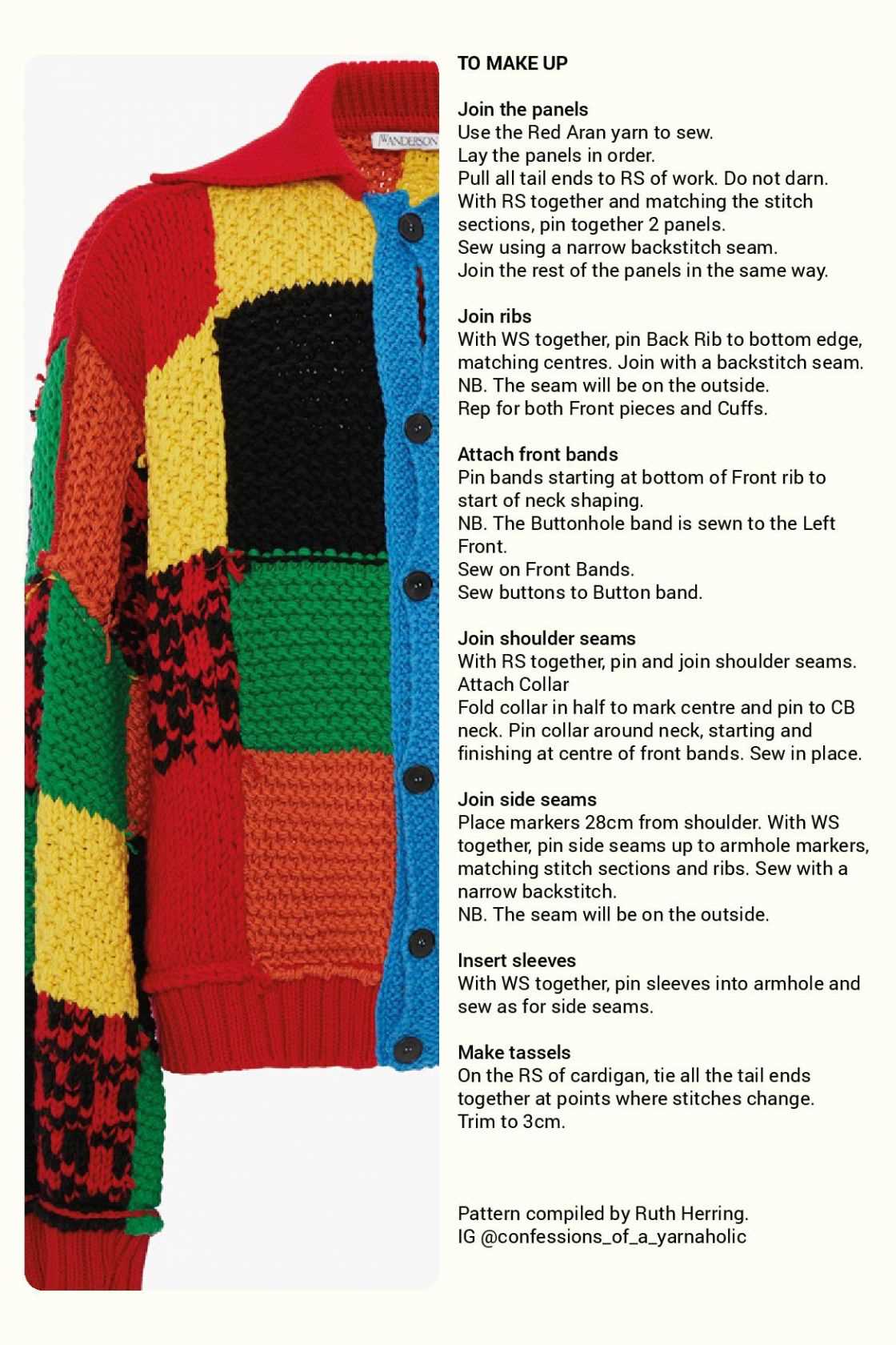 Patchwork cardigan pattern knitting