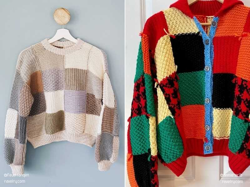 Patchwork cardigan pattern knitting