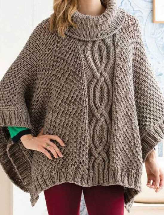 Poncho sweater with sleeves knitting pattern