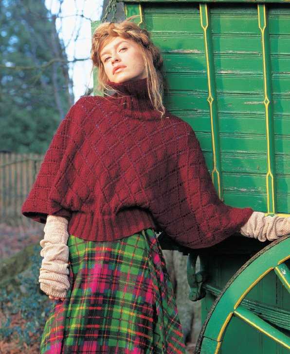 Poncho sweater with sleeves knitting pattern