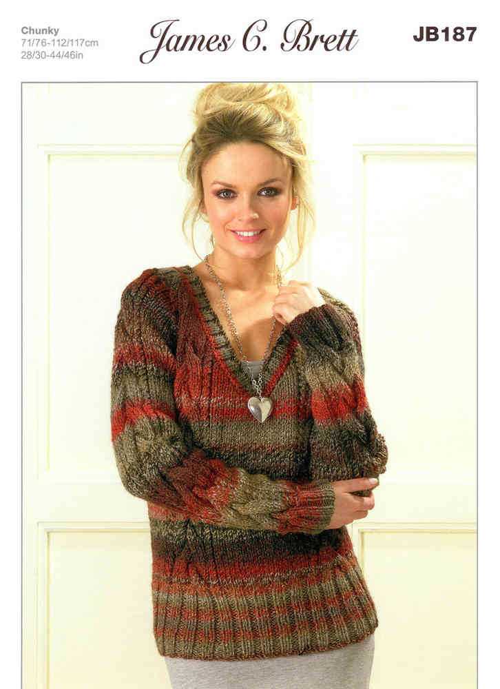 V neck jumper knitting pattern