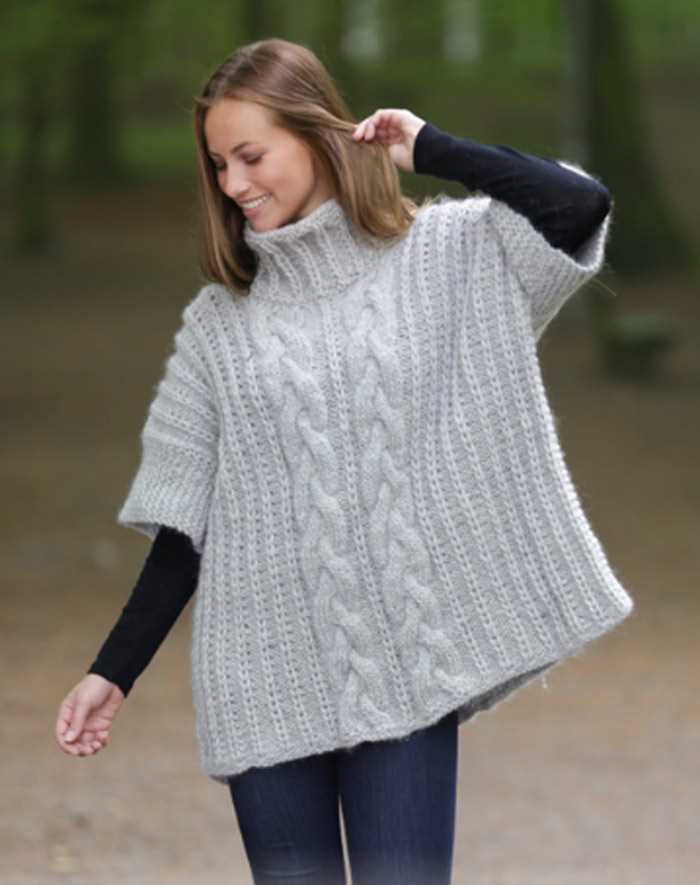 Poncho sweater with sleeves knitting pattern