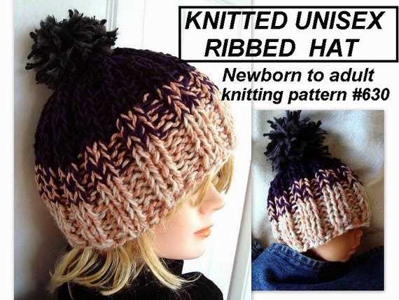 Adult beanie knitting pattern