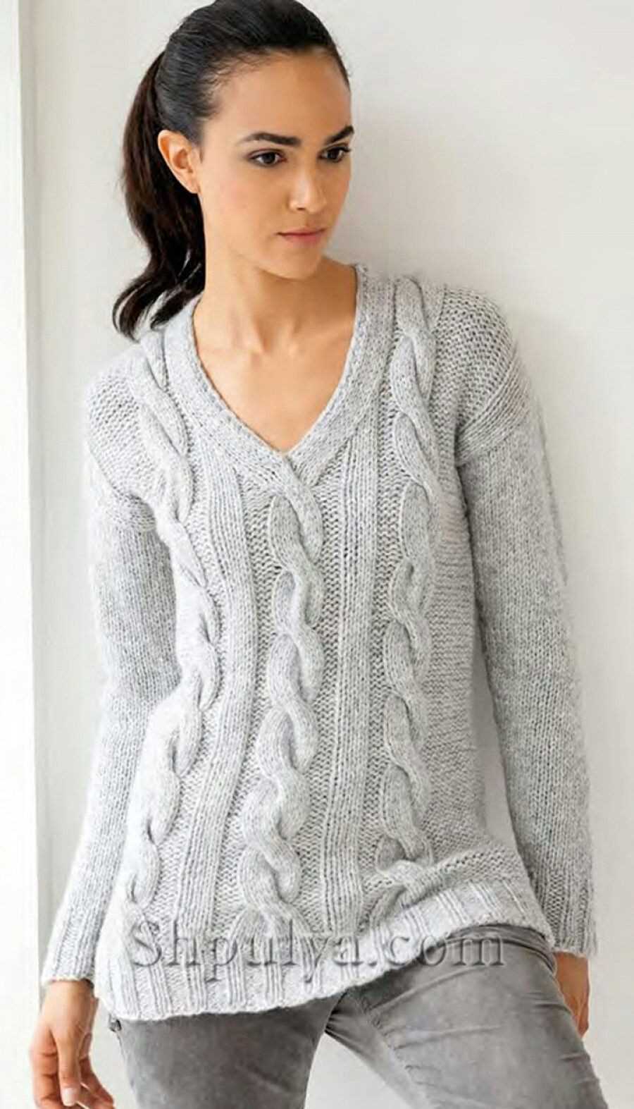 V neck jumper knitting pattern free