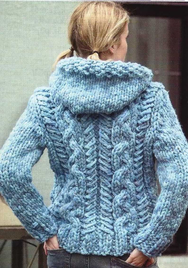 Aran hooded cardigan knitting pattern