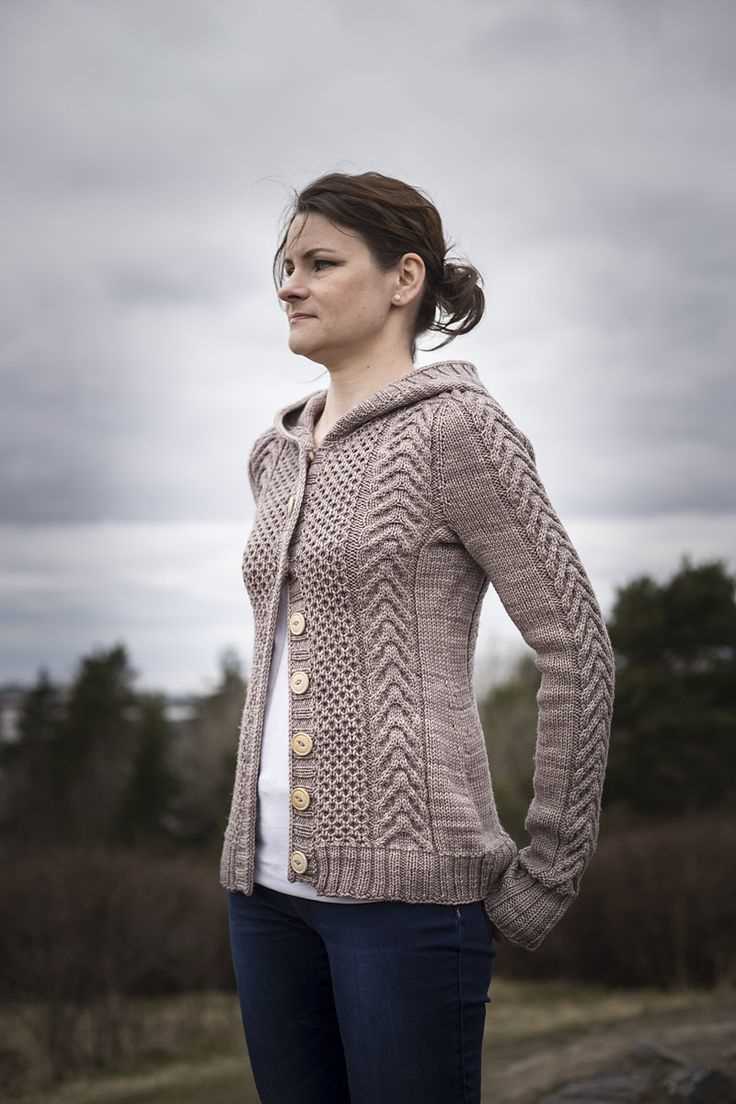 Aran hooded cardigan knitting pattern