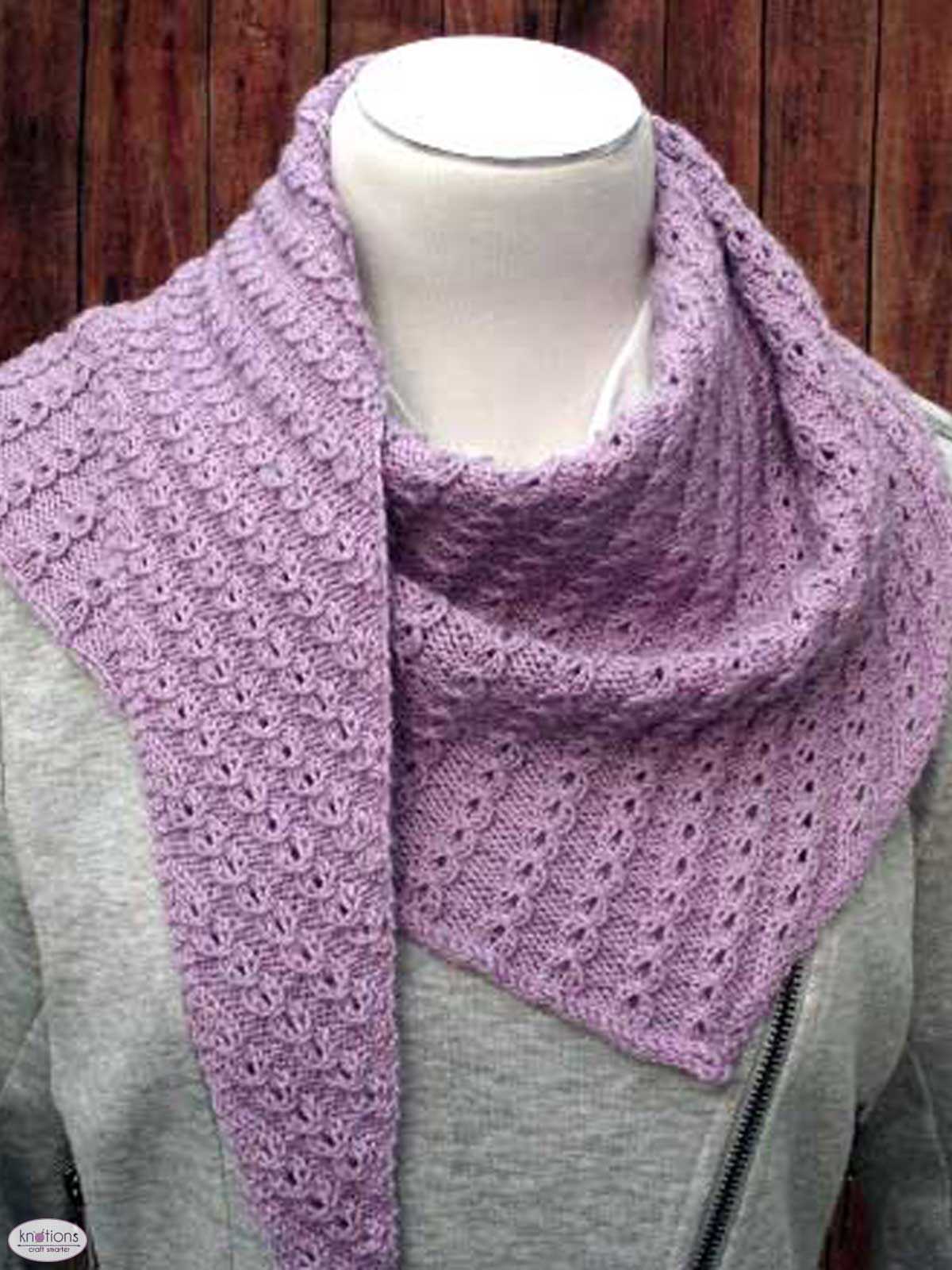 Asymmetrical triangle shawl knitting pattern