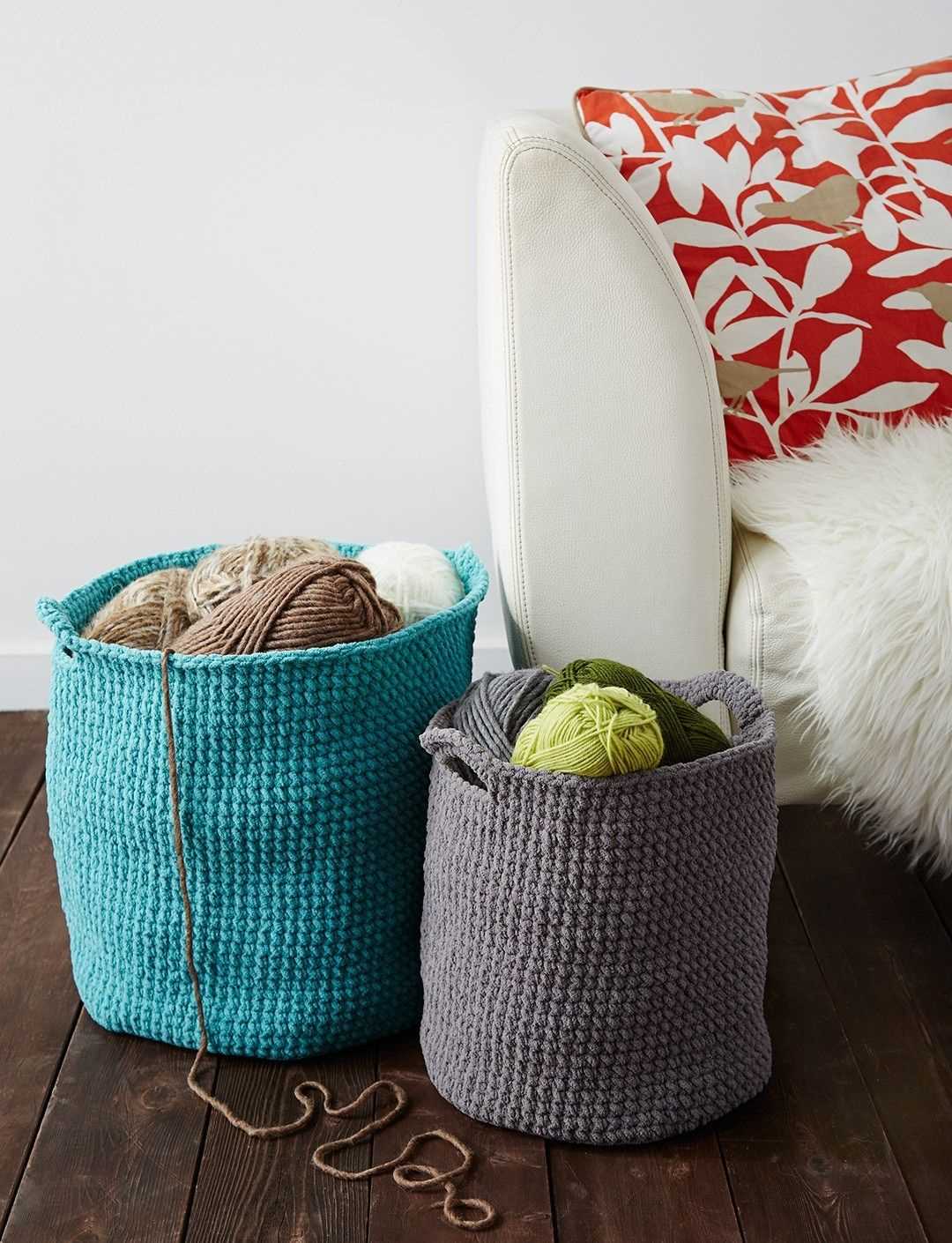 Knitted storage baskets free pattern