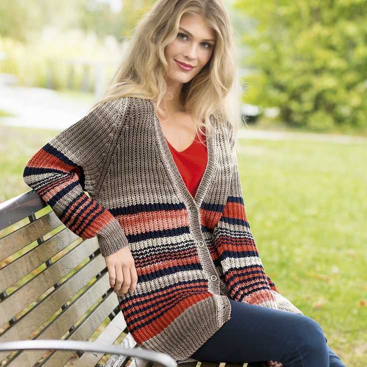 Ladies striped cardigan knitting pattern