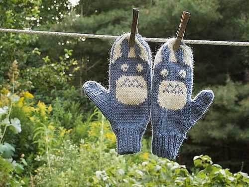 Totoro mittens knitting pattern