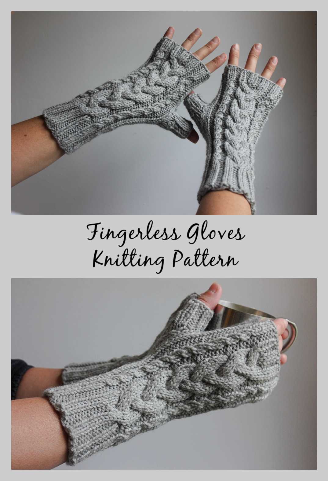 Cable knit fingerless gloves pattern