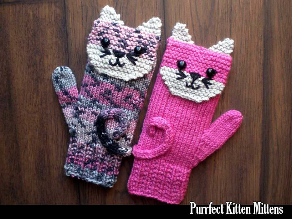 Cat mittens knitting pattern