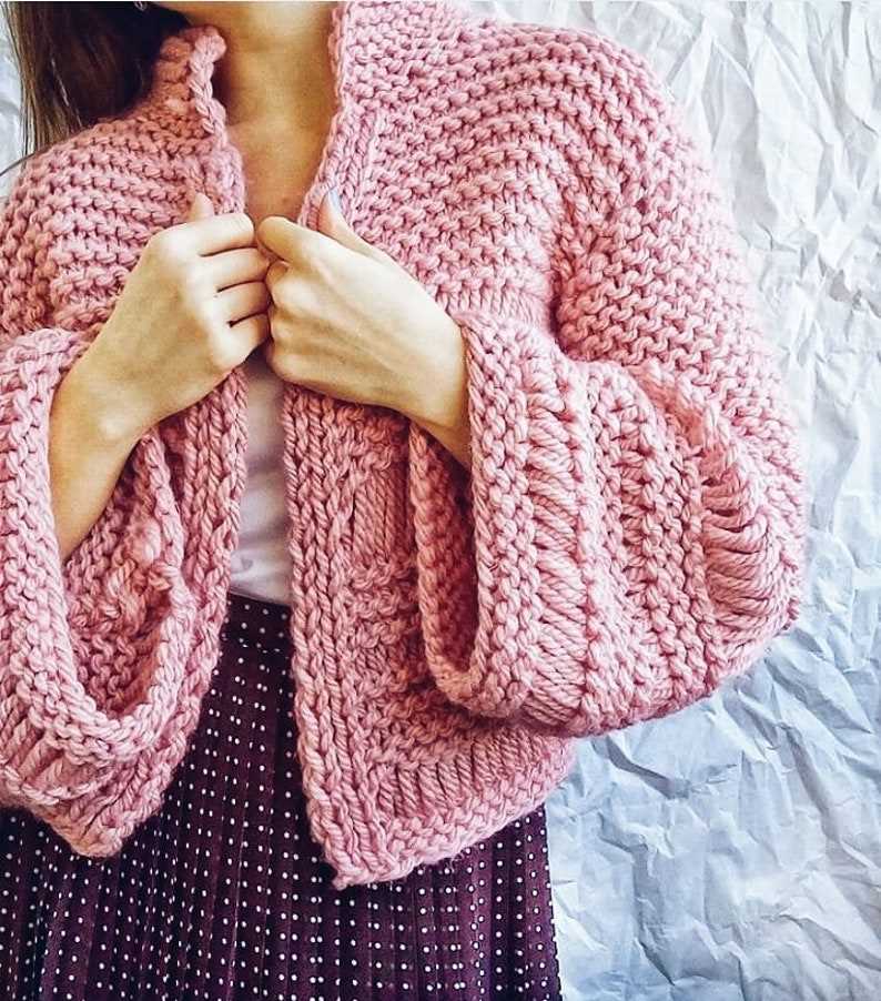 Chunky knit pattern cardigan