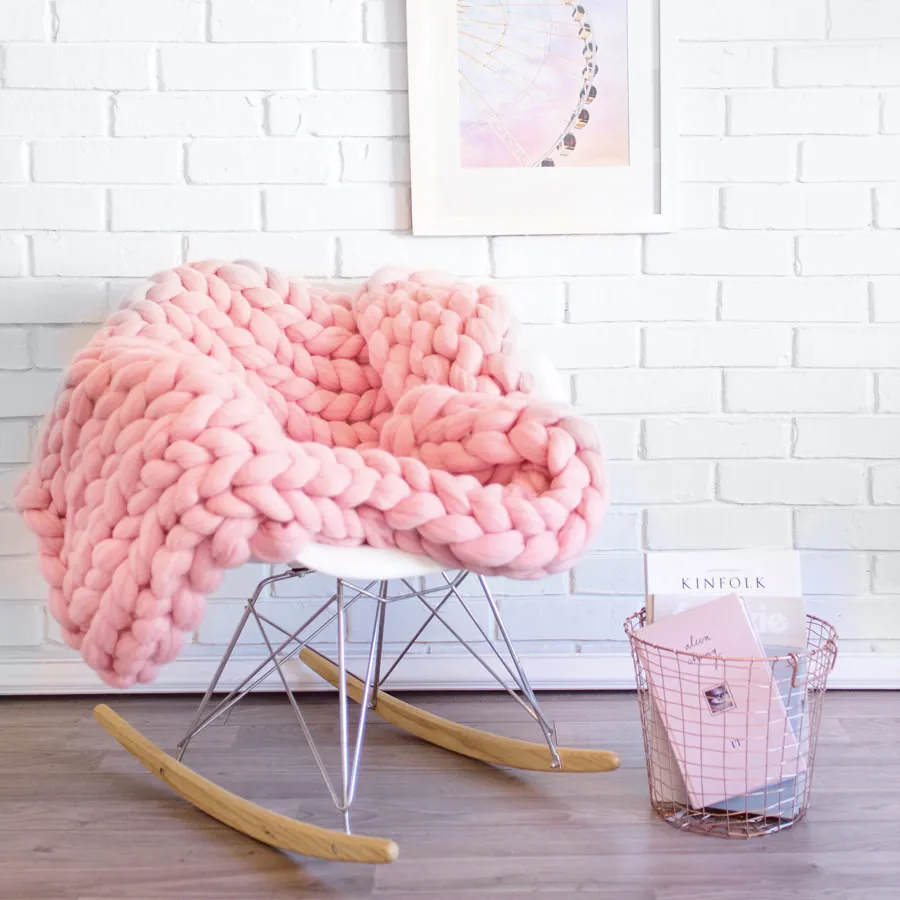 Chunky wool knit blanket pattern