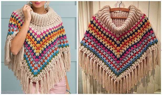 Cowl neck poncho knitting pattern free