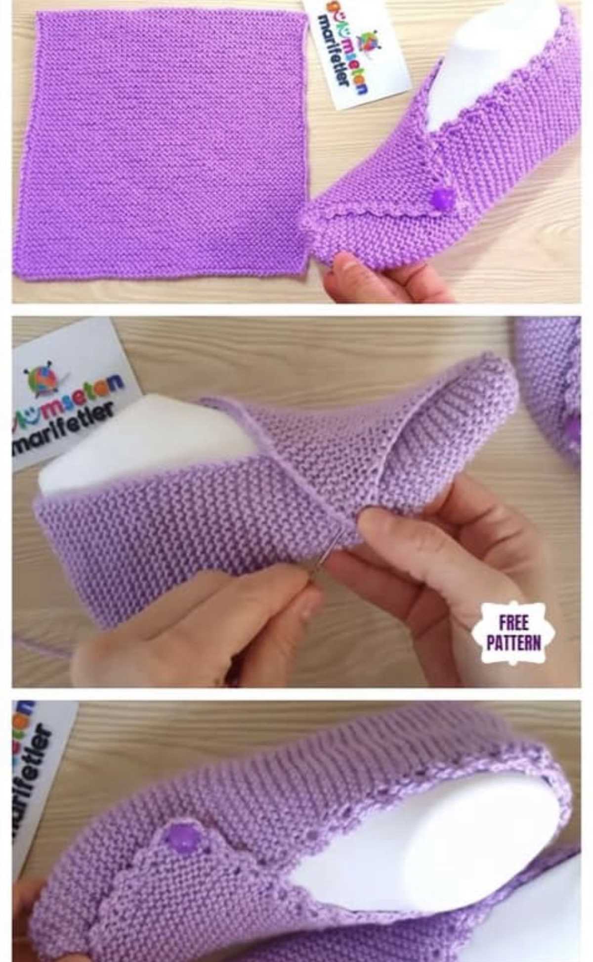 Free knitted square slipper pattern