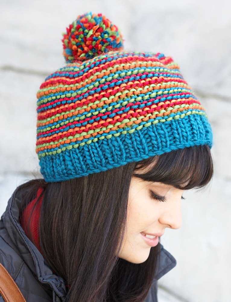 Color block knit hat pattern