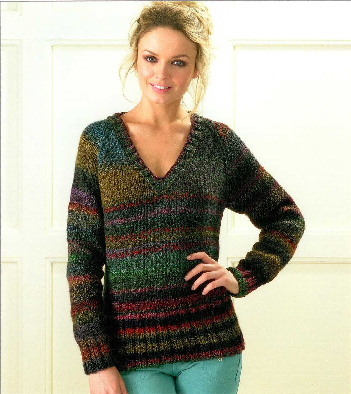 V neck jumper knitting pattern free