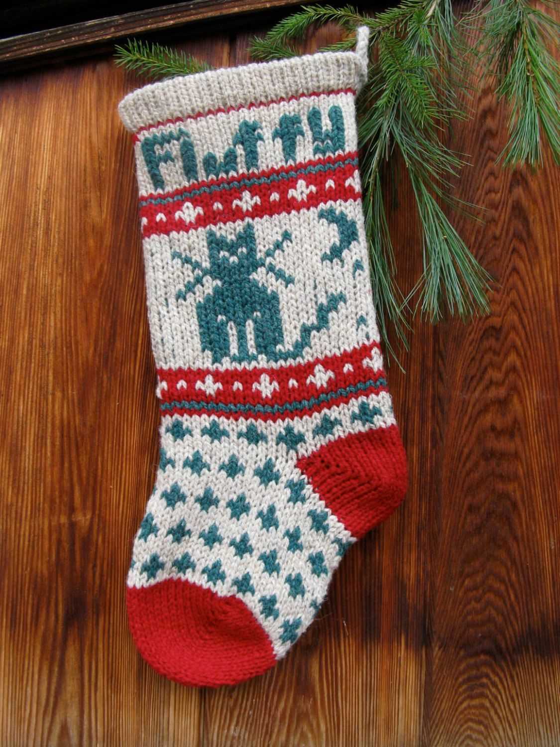 Flat knit christmas stocking pattern