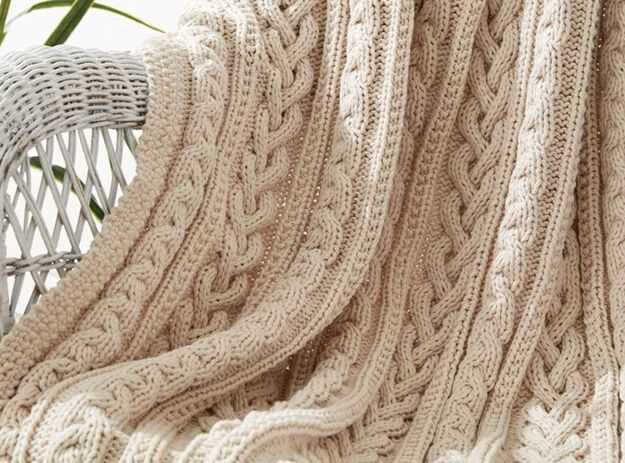 Cable knit blanket squares pattern