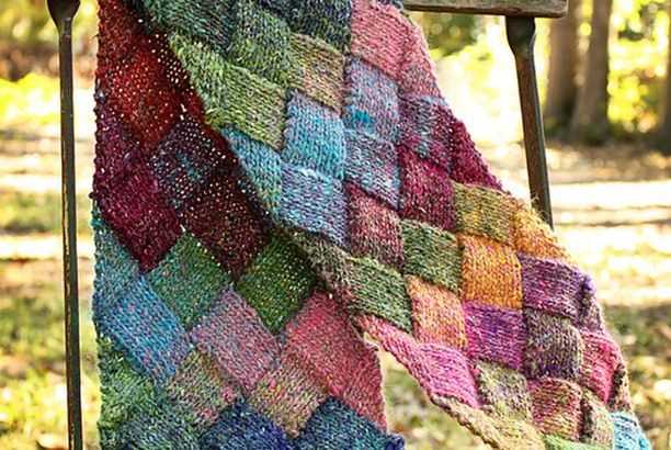 Entrelac scarf free knitting pattern