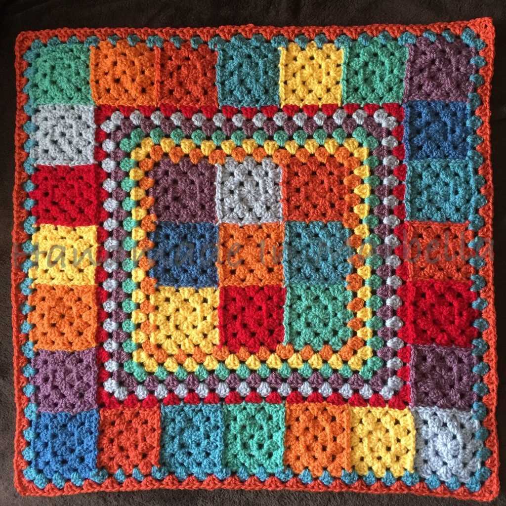 Knitted granny square blanket pattern