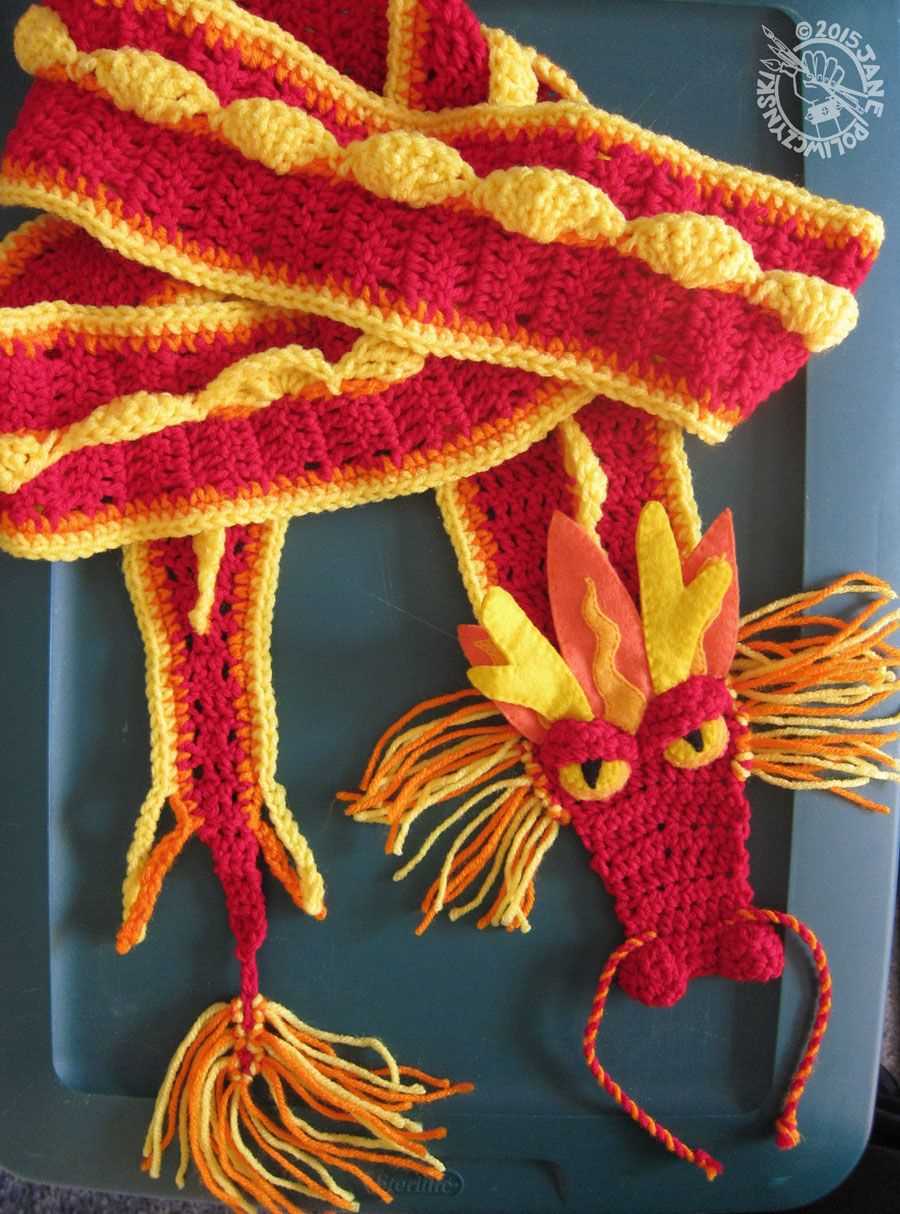 Fiery dragon scarf knitting pattern