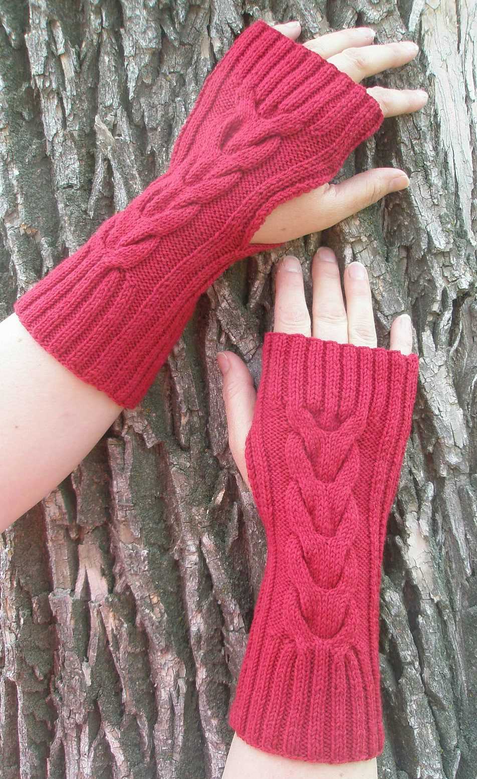 Fingerless gloves knit flat pattern