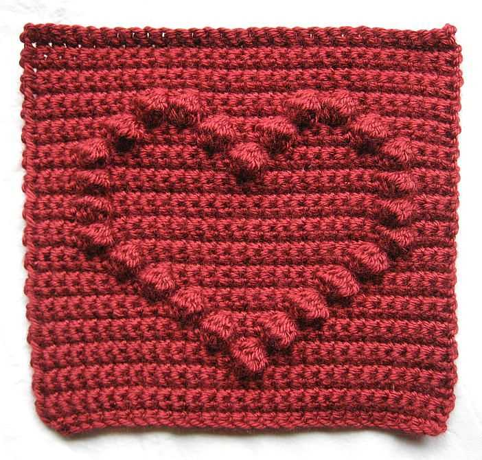 Free knitted heart square pattern