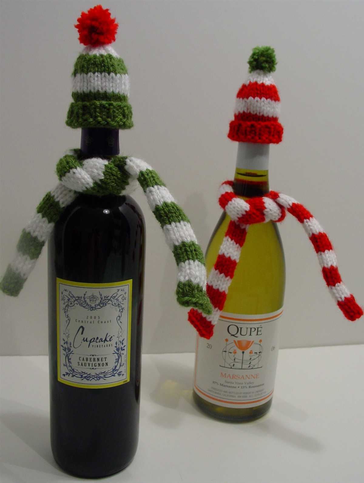 Free knitting pattern for wine bottle hat and scarf