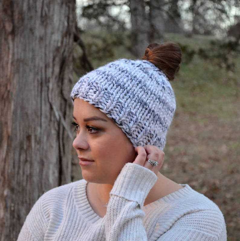 Free knitting pattern ponytail beanie