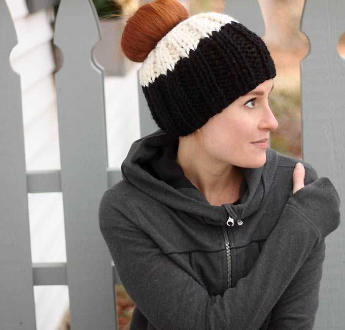 Messy bun knit hat pattern