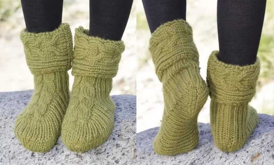 Free cable knit slipper pattern