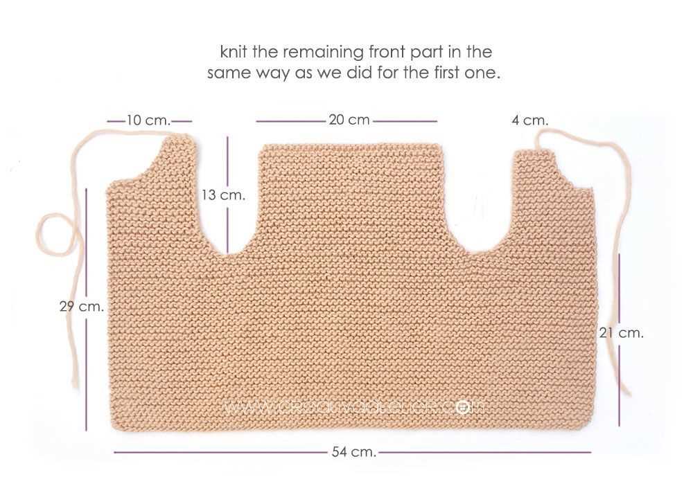 Knit patterns for vests in one piece