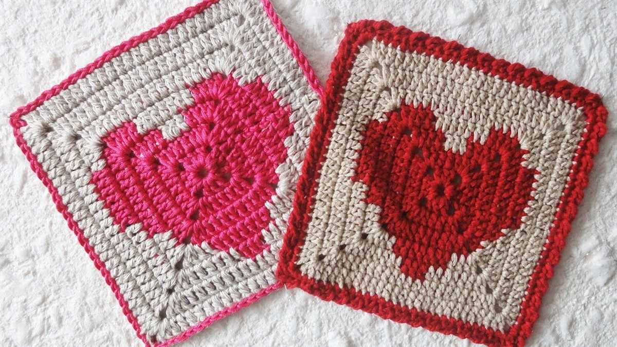 Free knitted heart square pattern