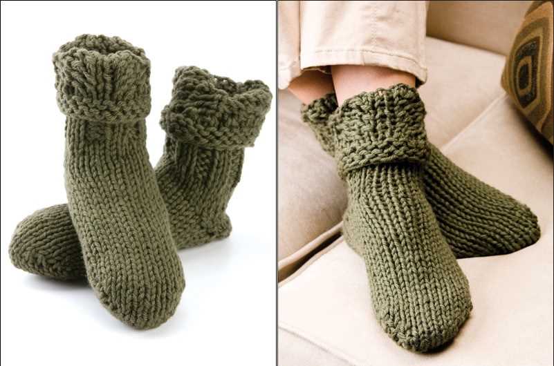 Free knitting pattern for mens slipper socks