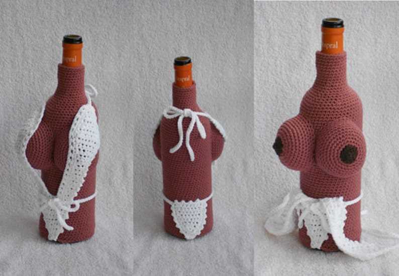 Free knitting pattern for wine bottle hat and scarf