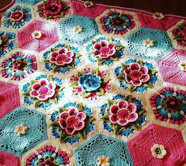 Knit flower blanket pattern