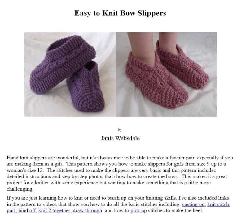 Easy knit slippers pattern