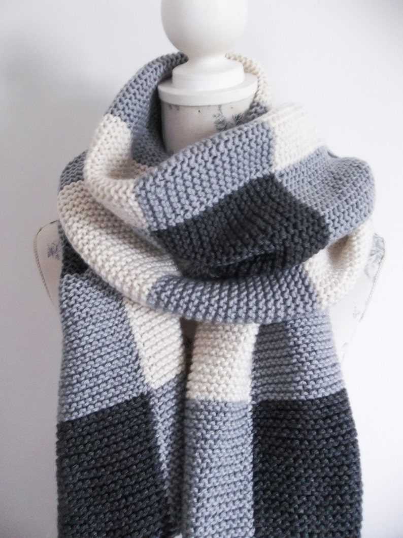 Checkered scarf knitting pattern