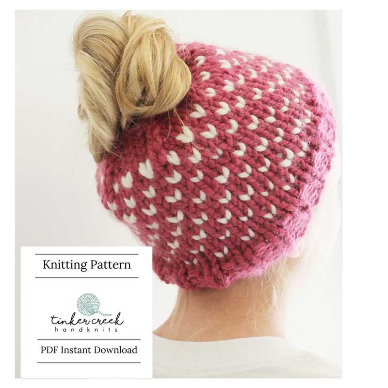 Messy bun knit hat pattern